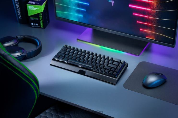 Razer Blackwidow v3 Mini Hyperspeed – Phantom Edition – gelber Schalter – US Tastatur Schwarz 46PD64